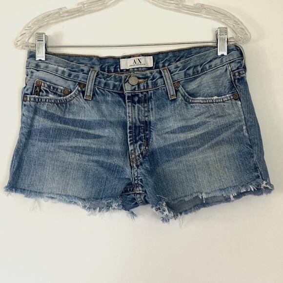 Armani Exchange Denim Jean Shorts in Light Blue Wash - Picture 1 of 12